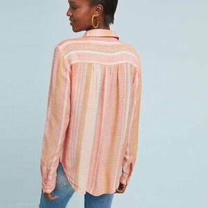 Anthropologie Maeve Calipatria Oversized Button Front Long Sleeve Flowers Size 6